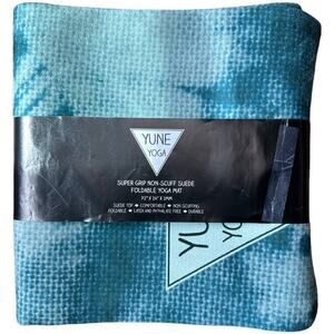 Yune Yoga Blue Super Grip Non Scuff Suede Foldable Yoga Mat 72"x24"x2mm NWT